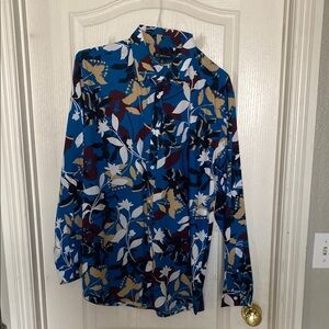 Floral Blue and Gold Men's Shirt